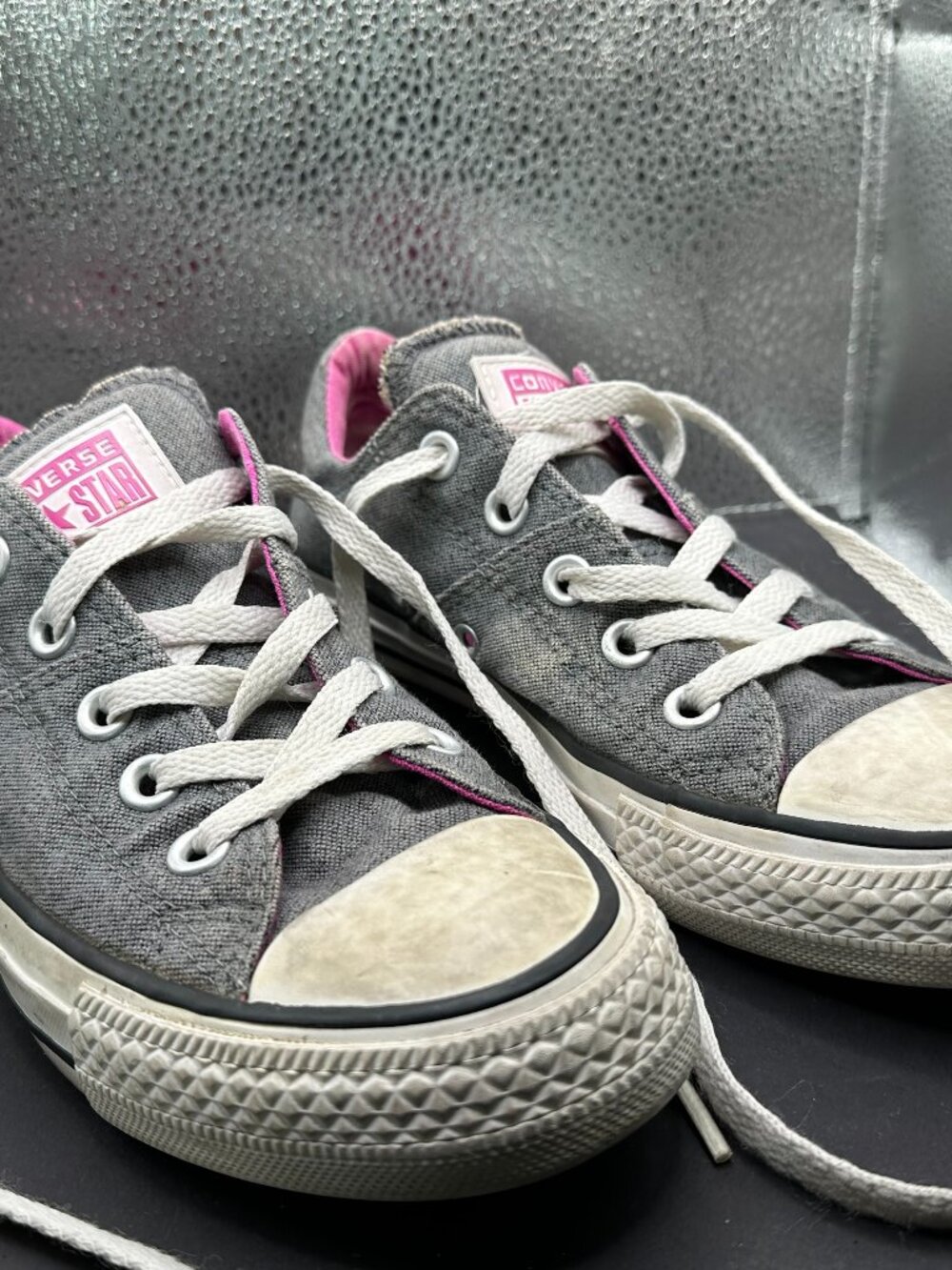 Grey & Pink Converse Sneakers Women's Size 6